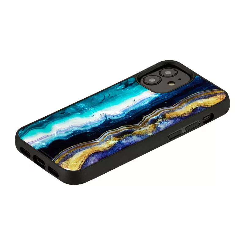 Funda protectora iKins para Apple iPhone 12 mini — patrón de ágata morada