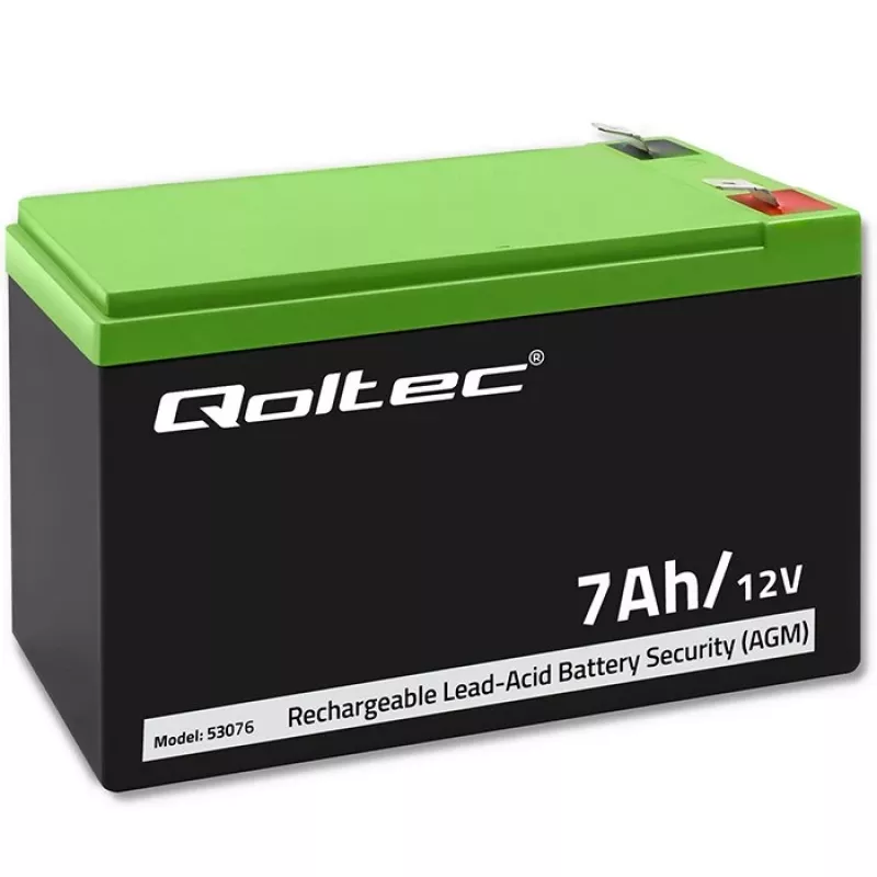 Batería AGM Qoltec 53076 | 12V | 7Ah | seguridad