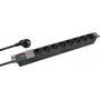 helos Regleta de enchufes PROFESSIONAL de 19 pulgadas, 8 tomas, con interruptor, 2,0 m, negro