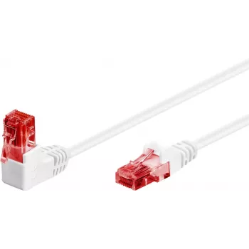 Cable de red CAT 6 Goobay 1x en ángulo 90°, U/UTP, blanco, 1 m - lengüeta de retención arriba, mezcla de cobre CCA (51522)