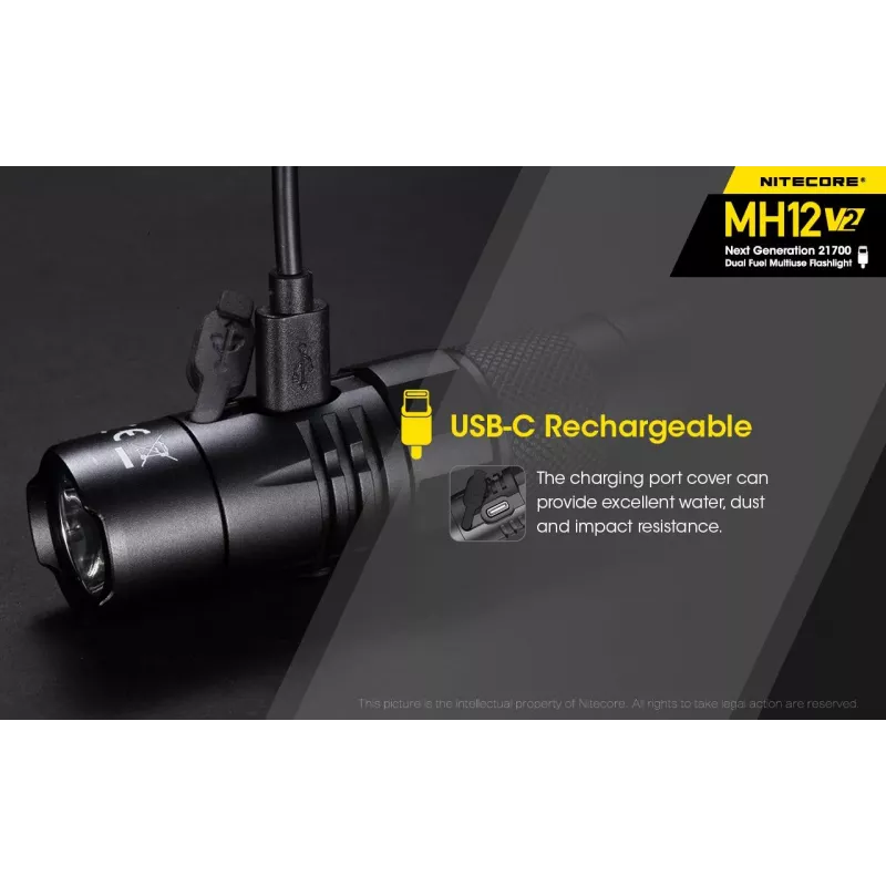 Linterna de mano Nitecore MH12 V2 Negra