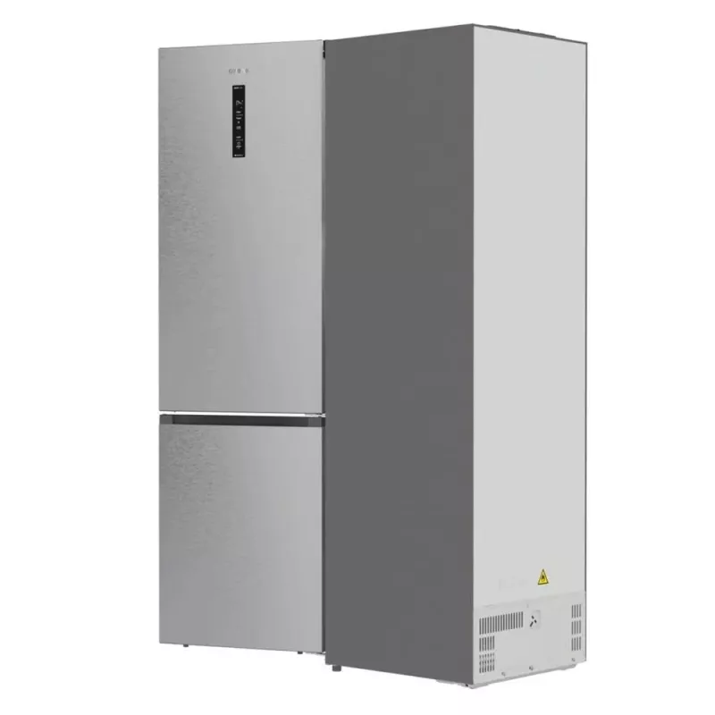 Gorenje NRB620E61X4WFE frigorífico combi, de libre instalación, NoFrost, 413 l (283 l frigorífico + 130 l congelador inferior), pantalla electrónica, iluminación LED, clase energética E, acero inoxidable