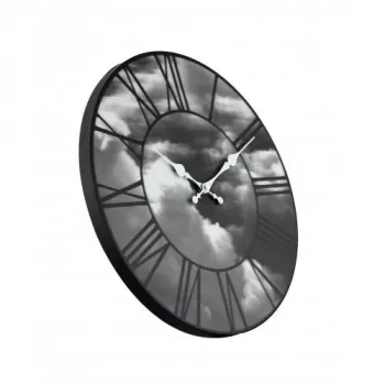 NeXtime Reloj 3037 Clouds, Ø39 cm, pared, negro