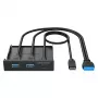 Panel frontal múltiple Graugear G-MP01 con concentrador USB, 1x USB-C 3.2 Gen2 + 2x USB-A 3.0, negro