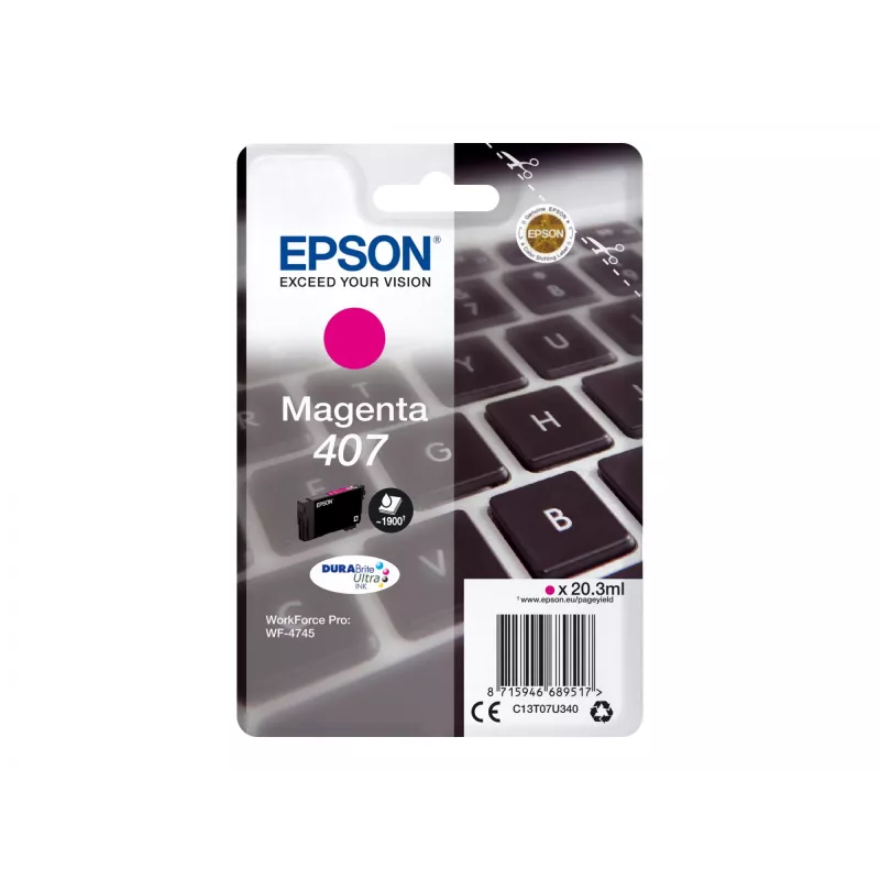 Cartucho de tinta Epson C13T07U340 magenta alto (XL) rendimiento para WF-4745 Series