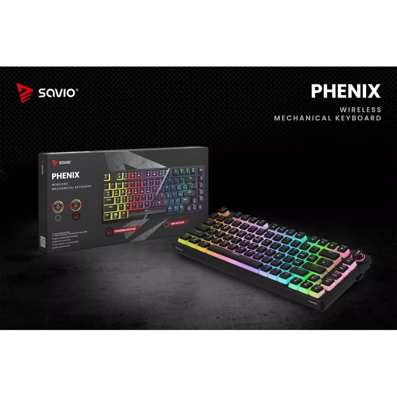 Teclado gaming Savio SAVGK-PHENIX RED PUDDING mecánico RGB Wireless