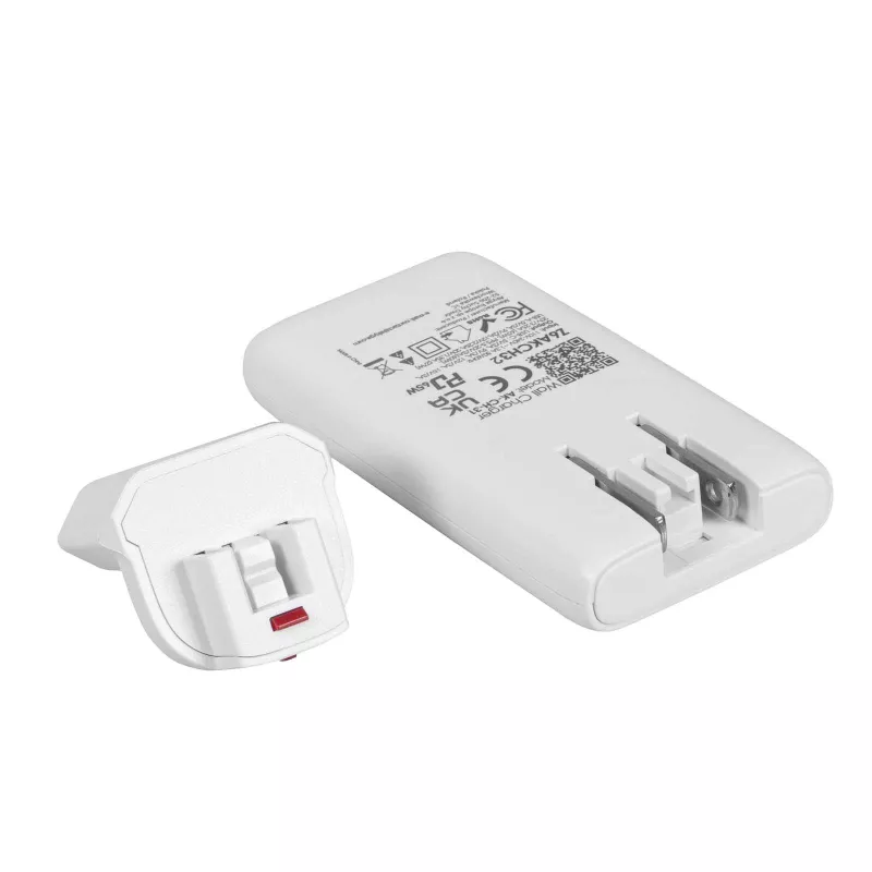 Akyga AK-CH-32 cargador USB-C GaN plano 65 W, 2 x USB-C PD, blanco