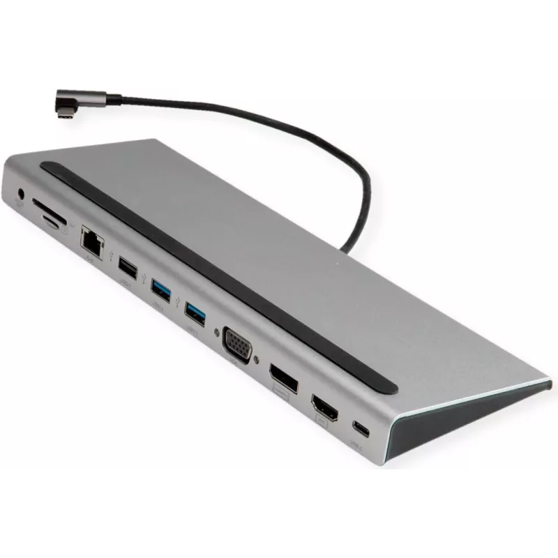 VALUE estación de acoplamiento multipuerto USB 3.2 Gen 2 Type-C, 4K HDMI/DP, VGA, USB, lector de tarjetas, PD, LAN, audio (12.99.1117)