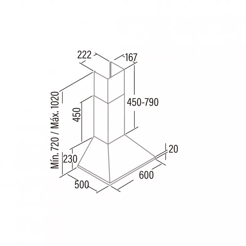 Campana extractora CATA OMEGA 600 X/M montaje en pared clase C