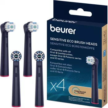 Beurer TB Sensitive Eco Green Planet cabezales de cepillo, azul oscuro, pack de 4