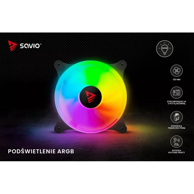 Ventilador de carcasa SAVIO Blast 120mm ARGB PWM - Negro