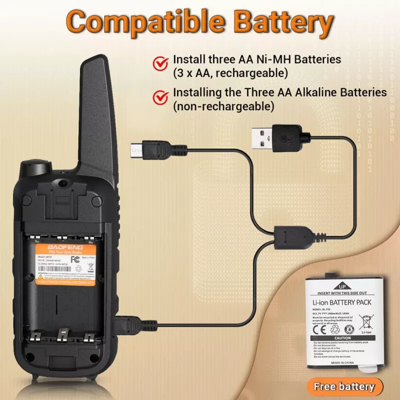 Walkie-talkie Baofeng BF-T25E naranja, 2 uds.