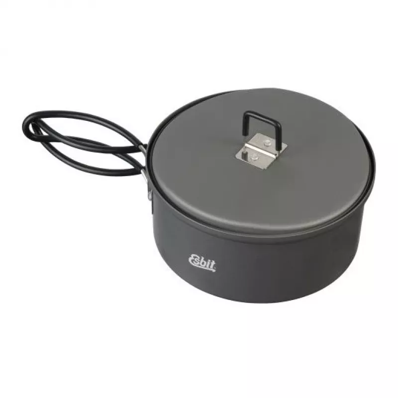 Menaje de camping ESBIT PT1100HA – olla de aluminio 1,1 L, Ø14,8 cm, 227 g, negra