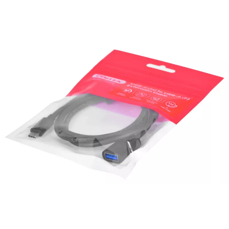 Adaptador de cable Unitek (C476BK-1M) USB-C (M) - USB-A (F) 10Gbps 60 W