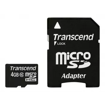 Tarjeta de memoria flash Transcend 4GB MicroSDHC Class 10 con adaptador