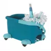 Sistema de fregado Leifheit Clean Twist Mop Ergo mobil, un depósito, azul, con fregona y ruedas giratorias