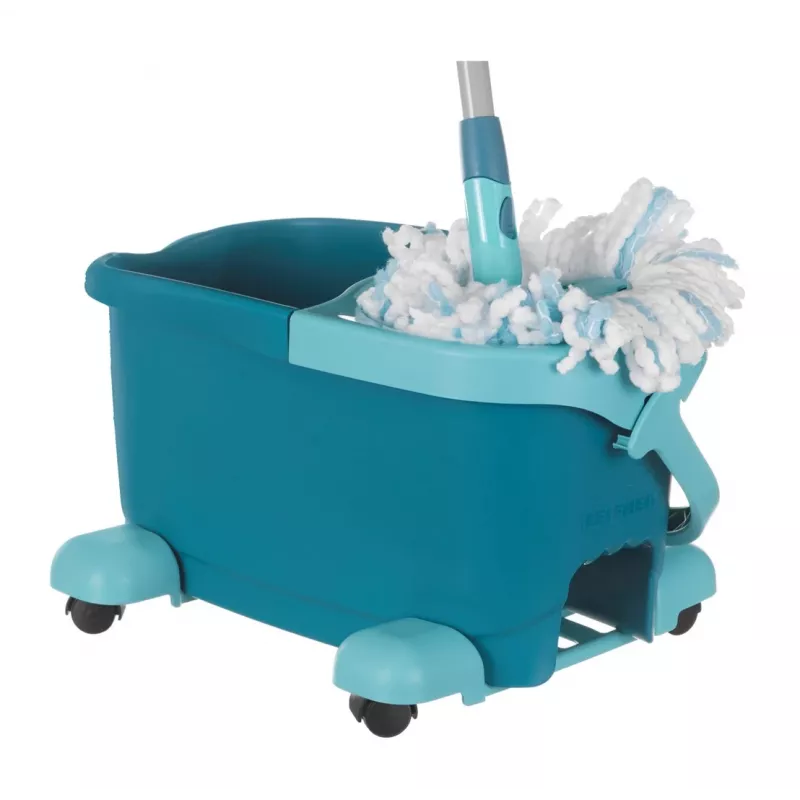 Sistema de fregado Leifheit Clean Twist Mop Ergo mobil, un depósito, azul, con fregona y ruedas giratorias