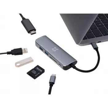 XWH-HUB6-13 XTREMEMAC TYPE-C HUB 6 puertos plata (XWH-HUB6-13)