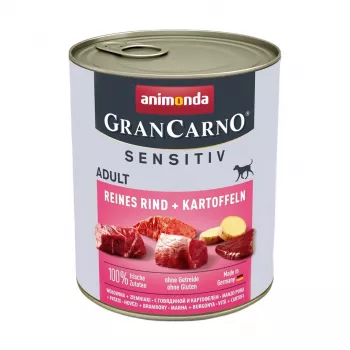 Comida húmeda para perros animonda GranCarno Pure Beef + Potatoes Adult 800 g, 78 % humedad, 9 % proteína, sin soja ni gluten