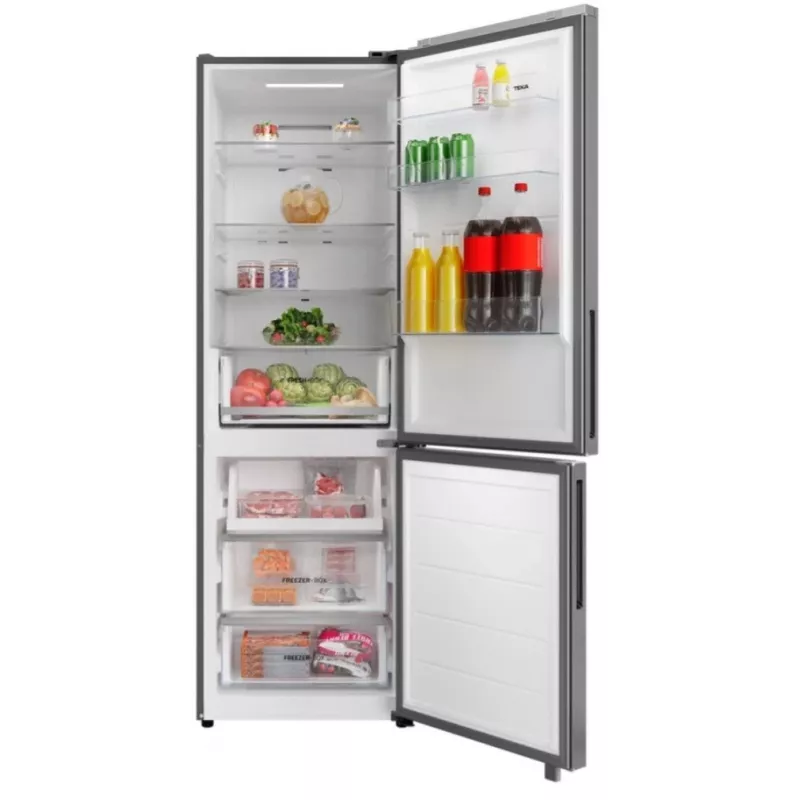 Frigorífico-congelador independiente TEKA RBF 54650 SS XL, Acero inoxidable, 401 L capacidad total, Congelador inferior, No Frost, Control táctil