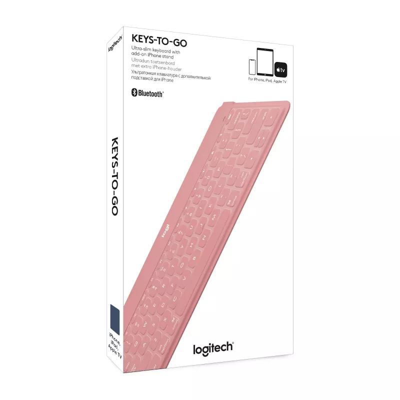 Logitech Keys-To-Go - Teclado - Bluetooth - QWERTY - español - Blush Pink - para Apple iPad/iPhone/TV