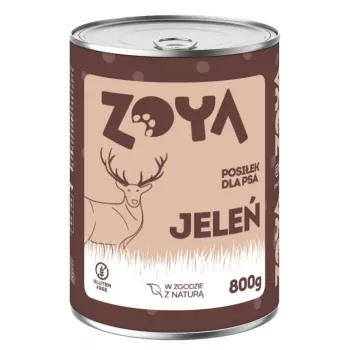 ZOYA ciervo comida húmeda para perros lata 800 g — alimento completo para perros adultos con ciervo, 11,4 % proteína, 7,2 % grasa, 75 % humedad