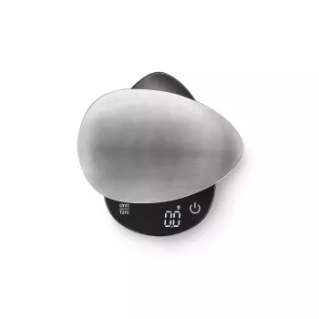 Báscula de cocina Caso FinoCompact 03201 — 0,5 kg de capacidad, división de 1 g, indicador LED, acero inoxidable/negro