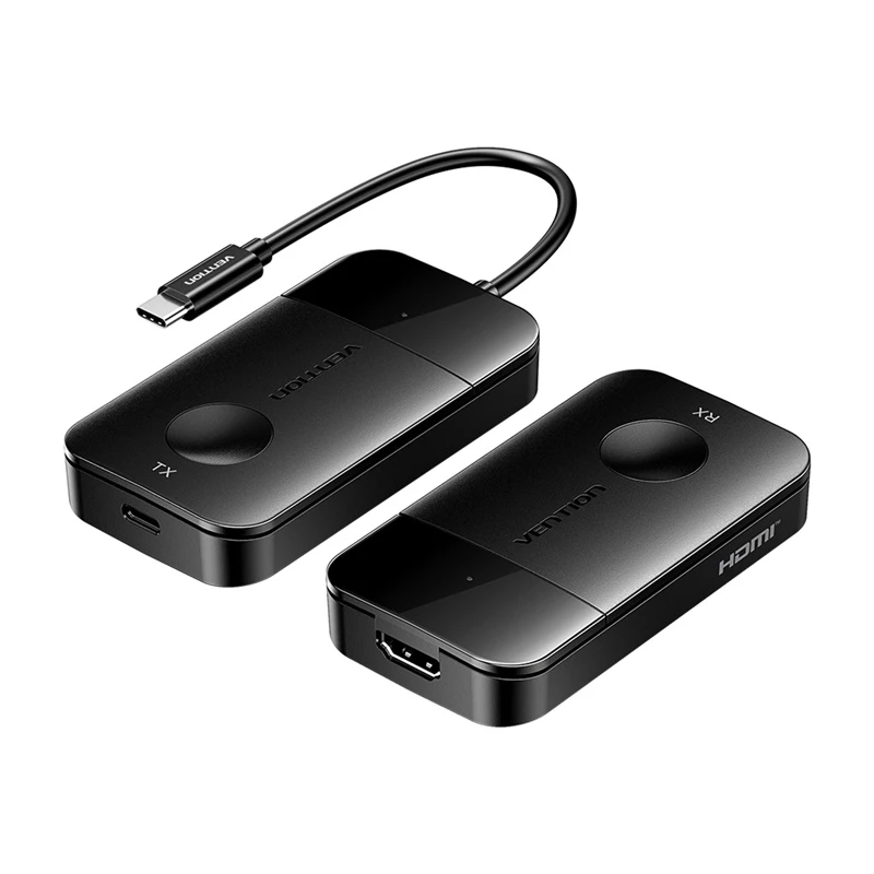 Transmisor/receptor inalámbrico USB-C a HDMI Vention ADOBB — 4K@30Hz, 1×HDMI, cable USB-C 1 m, negro