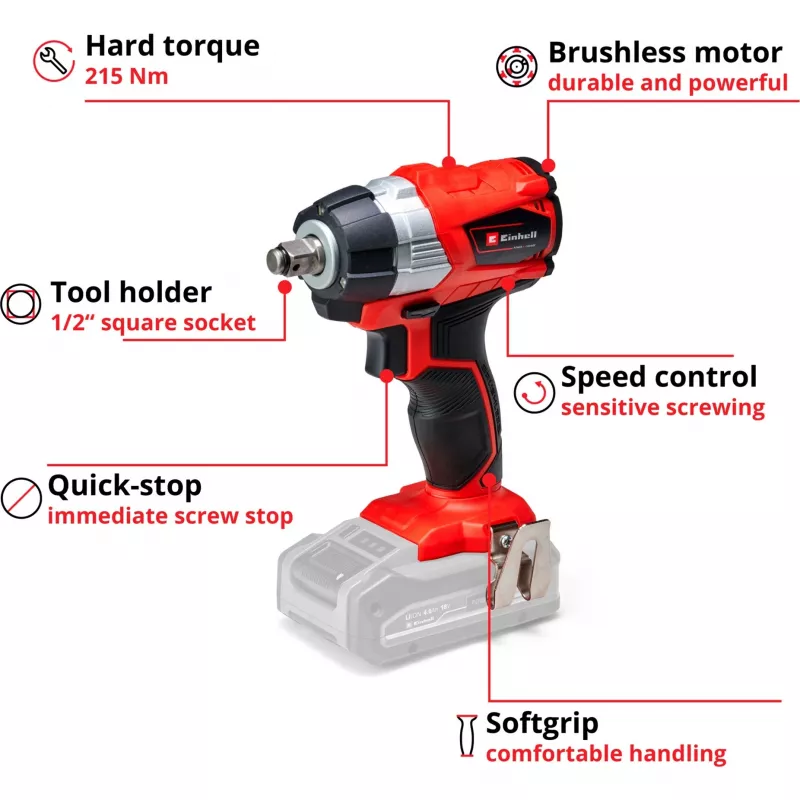 Atornillador de impacto Einhell TE-CW 18Li 1/2 pulgadas 2900 rpm 215 N⋅m