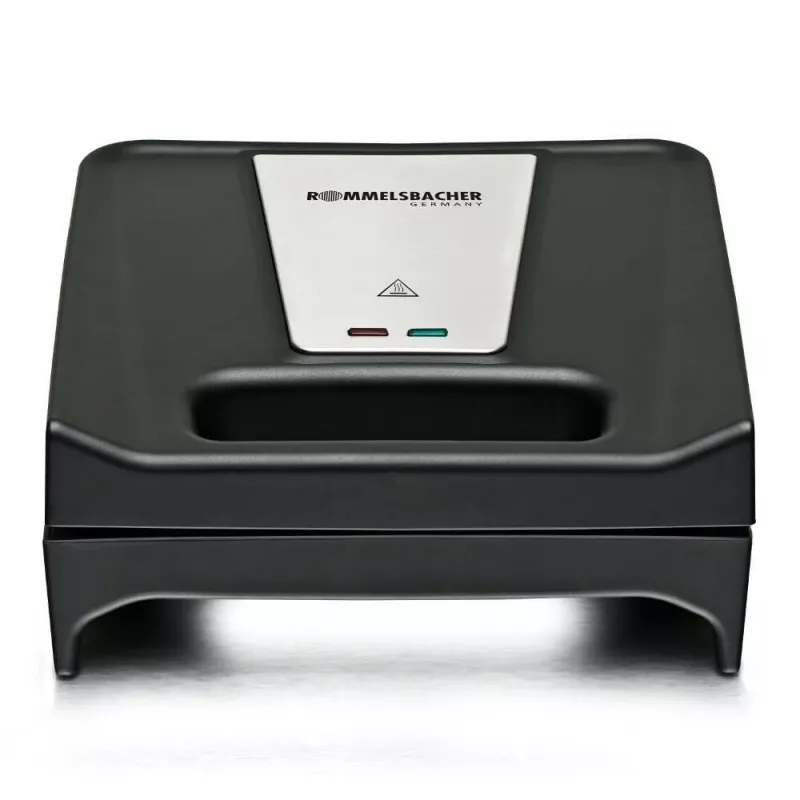 Sandwichera Rommelsbacher SWG 700 – parrilla eléctrica compacta 3 en 1 con 3 placas intercambiables (sándwich, gofre belga, parrilla), detalles en acero inoxidable