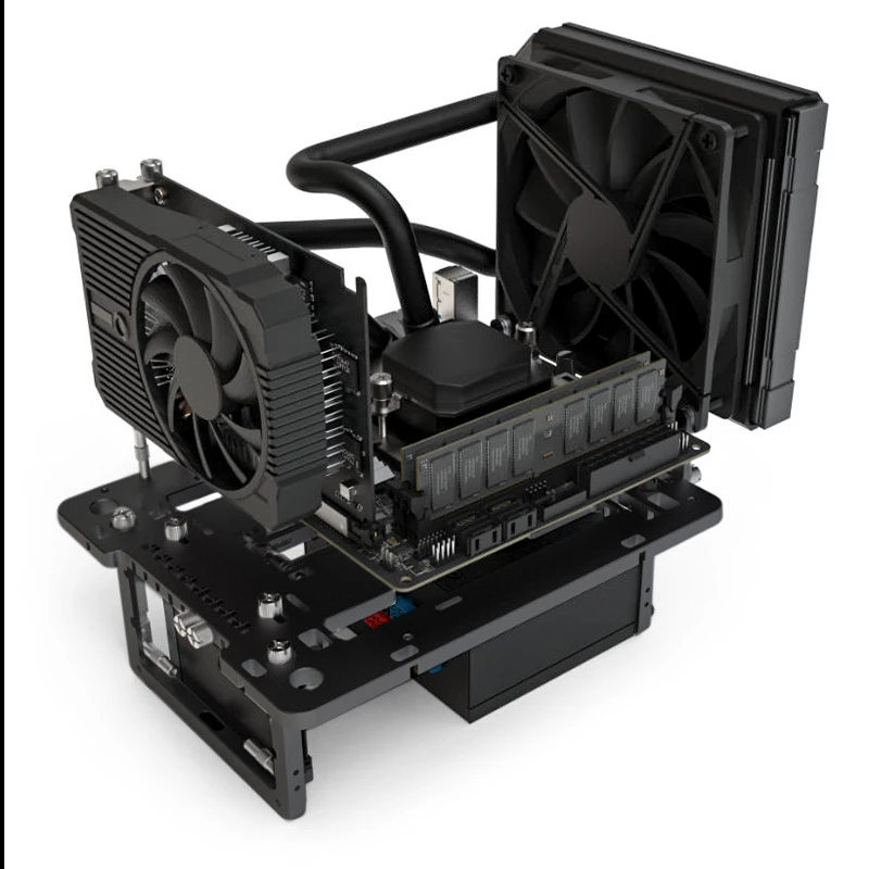 Streacom Benchtable BC1 Mini V2 negro – chasis compacto de estructura abierta con refrigeración pasiva