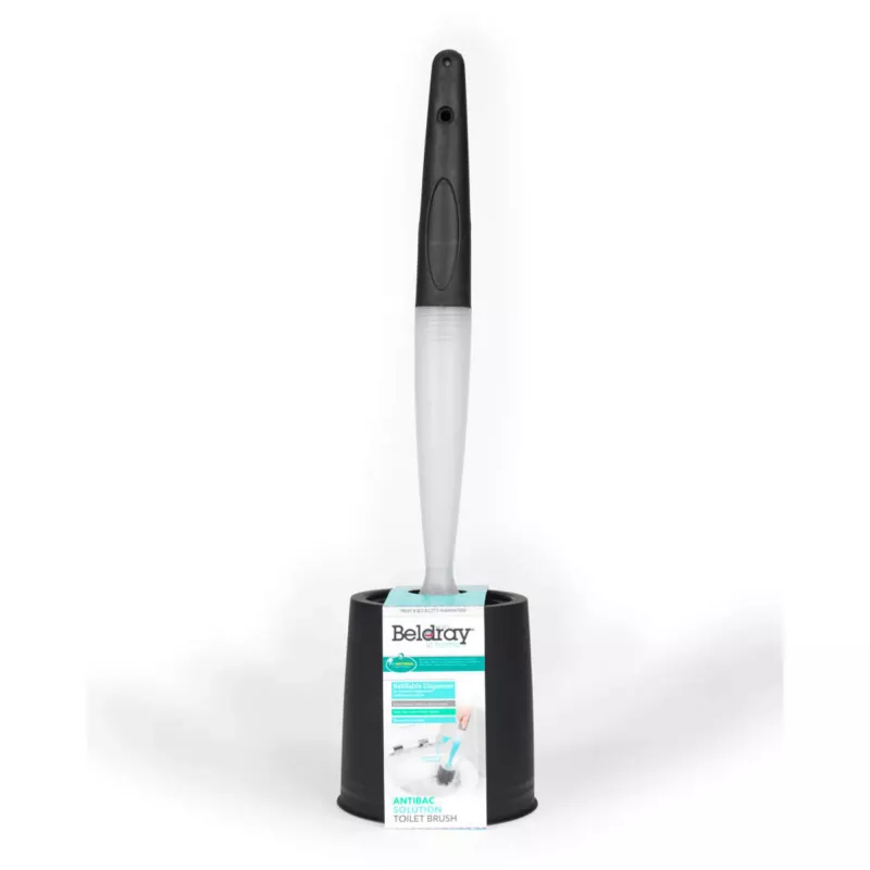 Escobilla de inodoro Beldray LA033996UFFEU7 Antibac Gris, cepillo de limpieza antibacteriano para inodoro