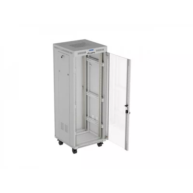 Armario rack de suelo LANBERG 19 pulgadas 32U 600×600 mm gris con puertas perforadas y LCD (flat pack)