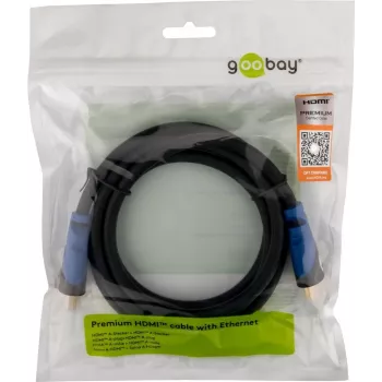 Cable HDMI™ Premium High Speed con Ethernet Wentronic Goobay, 5 m - conector HDMI™ A macho > conector HDMI™ A macho (72320)