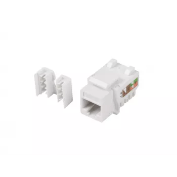 Módulo Keystone Lanberg KSU5-1090 en ángulo blanco RJ-45
