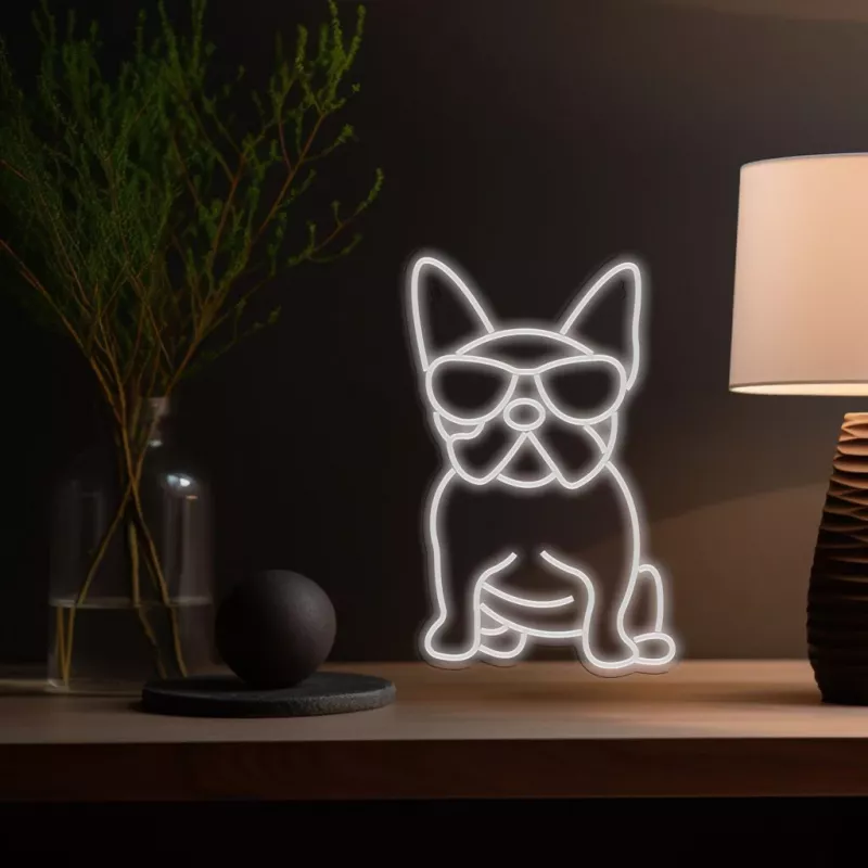 Luz de neón MANTA Manta SNL66WH French Bulldog White — letrero de neón LED decorativo con forma de bulldog francés