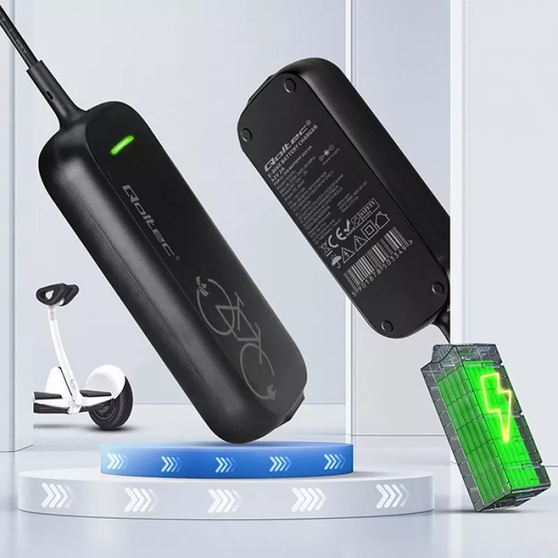 Cargador rápido Qoltec para patinete eléctrico XIAOMI / e-bike de 36V | 42V | 2A | 8,0*8,0mm+Pin | impermeable + cable de alimentación