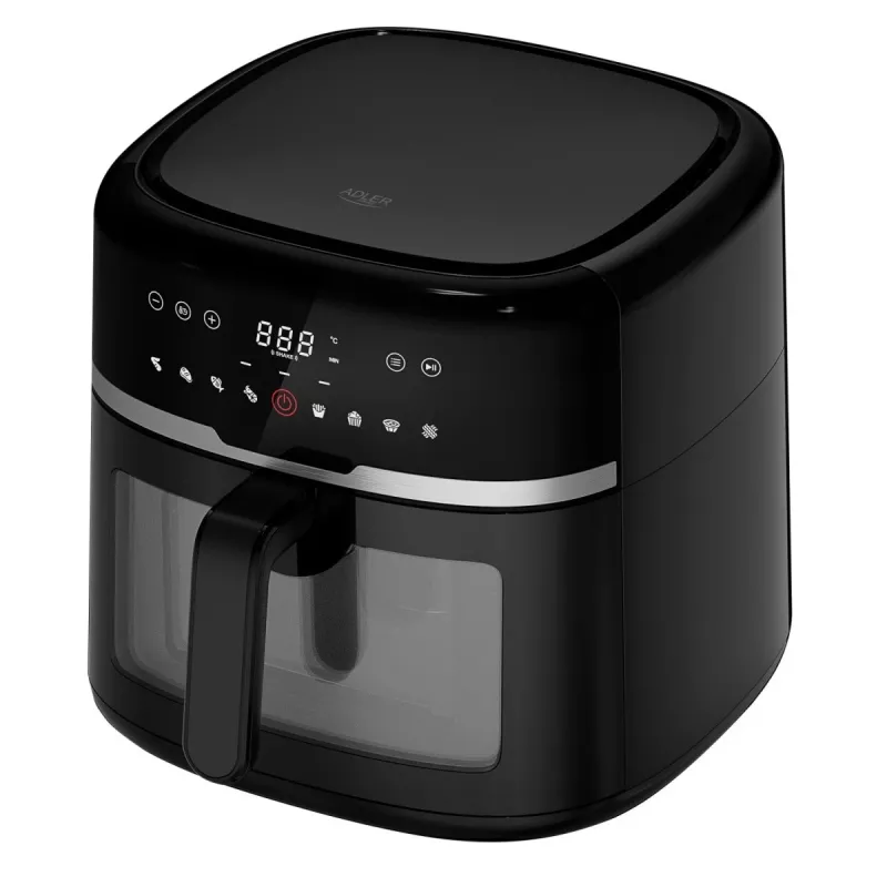 Adler AD 6318 freidora de aire, 8 l, 2500 W, pantalla LCD, 9 programas, negra
