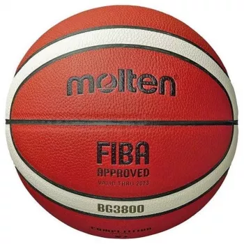 Balón de baloncesto MOLTEN B7G3800 Cuero Talla 7, laminado marrón, para juego indoor y outdoor
