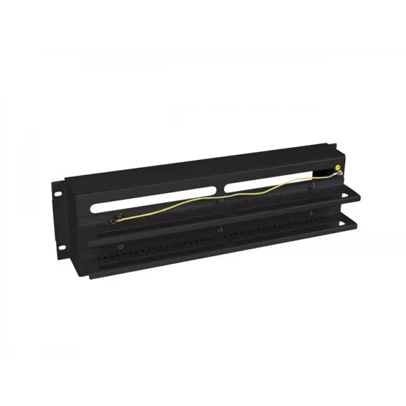 Lanberg AK-VDP103-B panel de distribución de tensión de 19 pulgadas 3U con carril DIN TS-35, negro
