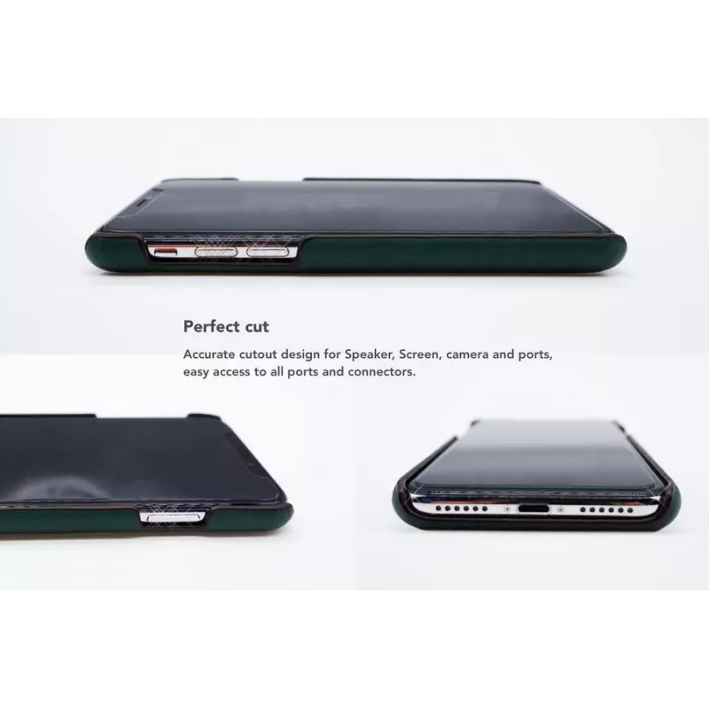 Carcasa trasera con compartimento para tarjetas VixFox para iPhone X / XS, verde bosque, funda protectora con compartimento para tarjetas