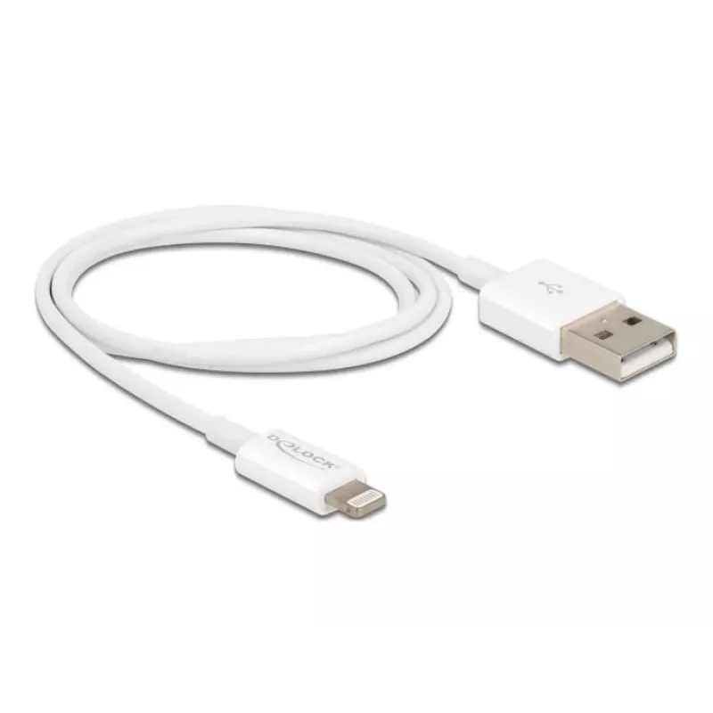 Cable USB de datos y carga DeLOCK 83000 para iPhone iPad iPod blanco 1 m