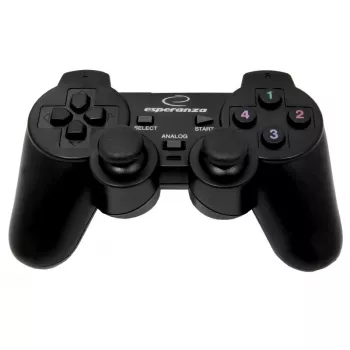 Mando ESPERANZA EG102 con cable USB 2.0, compatible con PC/PlayStation 3, D-pad, vibración, negro