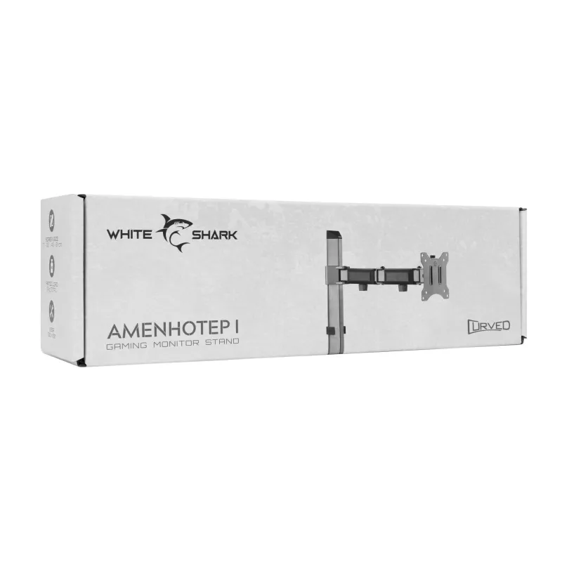 White Shark GMS-3204 Amenhotep I soporte de escritorio para monitor, 17-32 pulgadas, VESA 75x75/100x100, hasta 9 kg, gris
