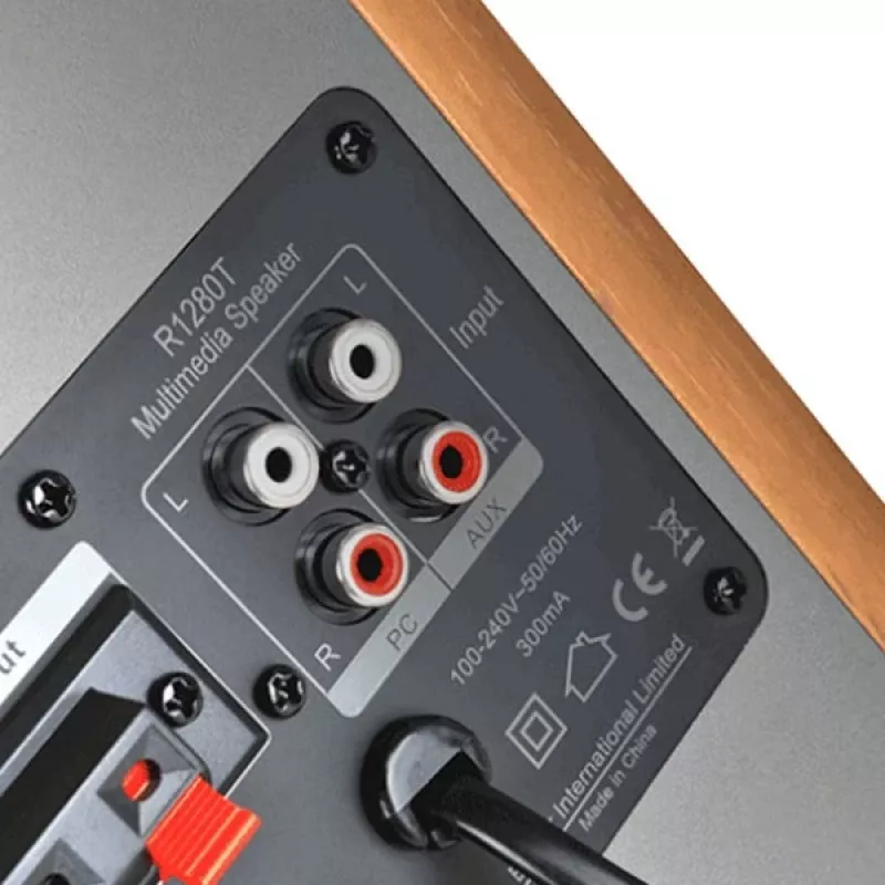 Edifier R1280T Sistema de altavoces activos para estantería con mando a distancia y doble entrada RCA - Brown Wood