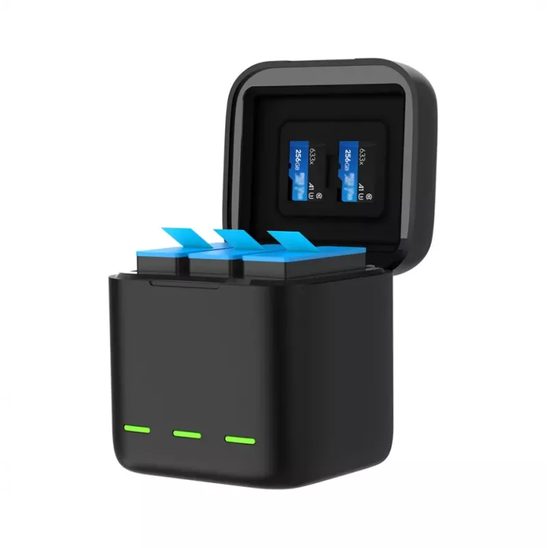 Caja cargadora de 3 ranuras Telesin para GoPro Hero 12 / Hero 11 / Hero 10 / Hero 9