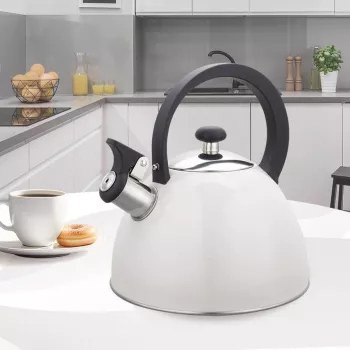 Hervidor de agua Maestro MR-1302-WG 2,5 L, carcasa de acero inoxidable, blanco, silbato abatible