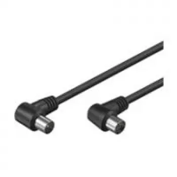 Wentronic Goobay Cable de conexión de antena en ángulo, negro, 1,5 m - conector macho IEC/coaxial 90° conector hembra IEC/coaxial 90° (11525)