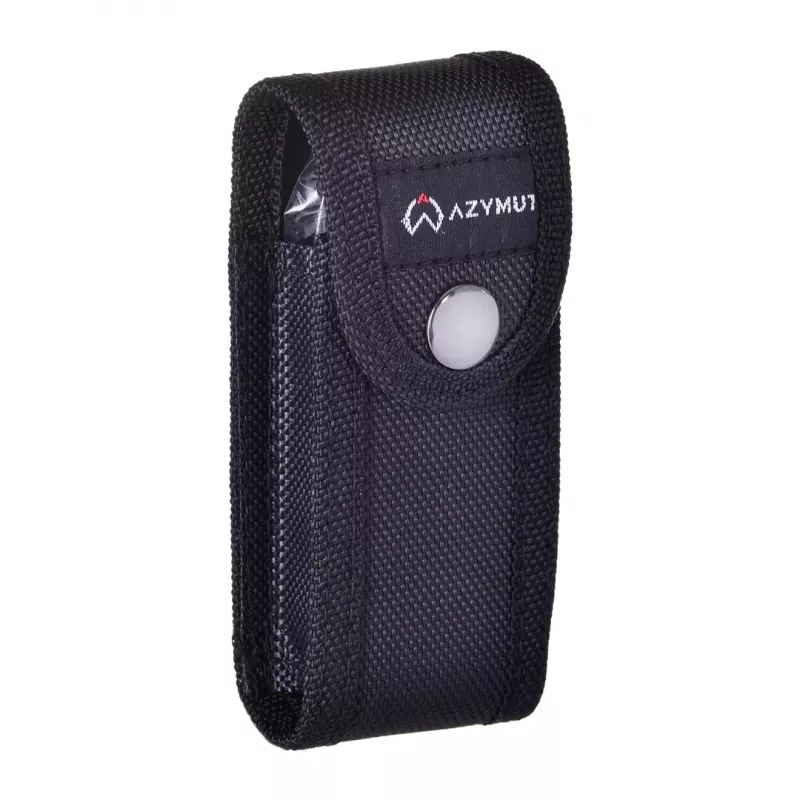 Navaja AZYMUT HK20018 — multiusos de tamaño completo, 9 funciones, acero inoxidable 420J2/3CR13, cerrada 11 cm, 146 g, funda de cuero, llavero