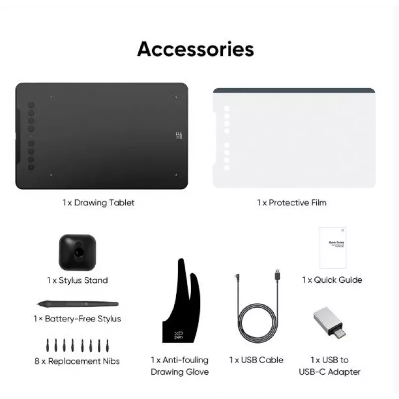 Tableta gráfica XP-Pen DECO 01 V3 — 5080 lpi, 254 x 158,75 mm, negra, USB (con cable e inalámbrica)